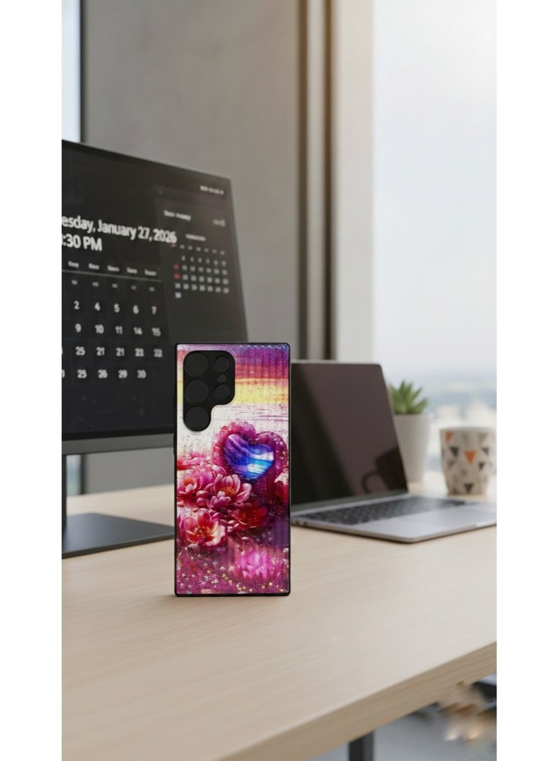 Grace ​back case S23 ultra -Dreamy Bloom Heart Case | Abstract Pink Floral Tech Accessory - Protctive cover For S23 Ultra - Image 1